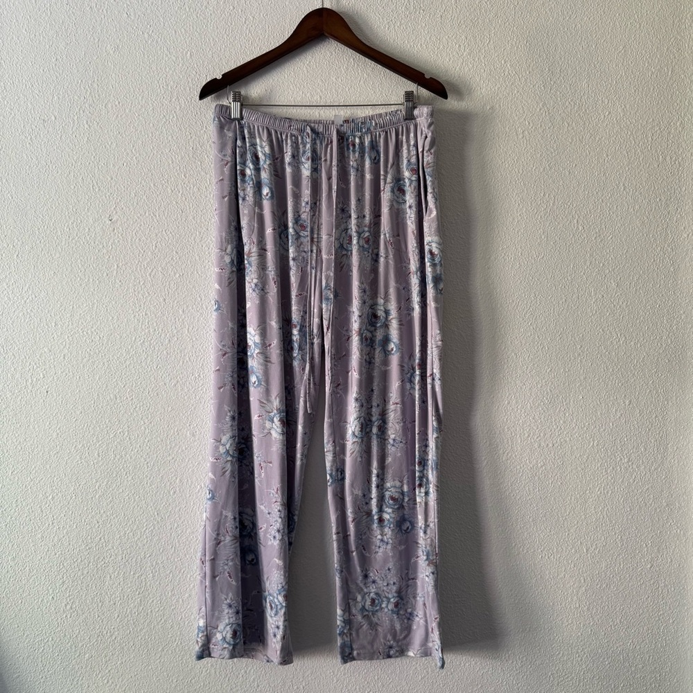 Flora Nikrooz Silky Soft Floral Lilac Pajama Lounge Set Coquette Cottagecore XL - Picture 9 of 16